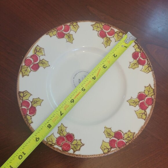 Fitz & Floyd Portuguese Ceramic Holiday Plate With Holly & Berry Design - Picture 5 of 5